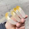Alternativa de Jade: Pulsera de Jade Huanglong Tipo Hielo, Pulsera de Jade Cuarzo Azucarado, Pulsera de Jade Amarillo, Hermosa Pulsera de Jade Completamente Amarillo