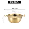 Olla para fideos instantáneos de acero inoxidable coreana de moda, olla para fideos de doble asa, olla para ramen sin recubrimiento con tapa, pequeña olla caliente para sopa para exportación