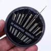 30 Caixas de Agulhas Pretas para Costura à Mão com Cauda Prateada, Caixas de Costura com Cauda Redonda, Kits de Costura com Agulhas, Caixas Domésticas de Agulha e Linha, Passa-fios