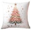 Amazon Natal Boneco de Neve Rosa Fronha de Travesseiro Curta de Pelúcia Capa de Almofada para Sofá Estampada com Carro Fronha de Travesseiro para Casa