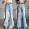 Calça Feminina Primavera e Outono 2025 Nova Jeans de Outono para Crianças Calça Flare para Meninas Grandes Calça Estilosa Micro Flare