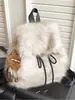 Nueva bolsa de felpa otoño e invierno 2026 para mujer, gran capacidad, estilo universitario, adecuada para la escuela y los desplazamientos, mochila pequeña peluda
