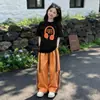 Conjunto de Verano para Niñas Estilo Delgado 2026 Nuevo Ropa Deportiva de Verano para Niños Conjunto de Verano con Pantalones Anchos de Manga Corta para Niñas