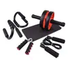 Set de Rueda Abdominal Silenciosa Roja Entrenador Multifuncional Quema Grasa Ejercicio de Músculos Abdominales Combinación de Soporte para Flexiones de Interior