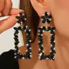 Pendientes Largos Florales Incrustados con Diamantes de Alto Gama Estilo Europeo y Americano para Mujer, Pendientes Versátiles de Aleación de Zinc de Lujo Ligero, Artículo de Venta Caliente con Diseño de Nicho