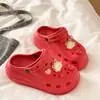 Zuecos Rojos de Manzana Tomate de Suela Gruesa para Aumentar la Altura para Mujer, Zuecos de Boda, Lindos Zapatos Cerrados de Eva Antideslizantes para Exteriores de Verano