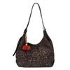 Bolsa tote grande de estilo coreano, nicho retrô com estampa de leopardo, para mulheres, nova moda outono e inverno 2025, de ombro e debaixo do braço