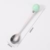 Macaron Cor Colher Bola Criativa Aço Inoxidável Frutas Garfo Cor Esmalte Aço Inoxidável Imitação Cerâmica Handle Spoon Ins