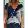 Comercio exterior transfronterizo nuevo manga corta holgado casual equipo de fútbol estampado suéter cuello en V moda mujer ropa 3D
