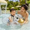 Flotador de pato transparente de moda en stock para niños, flotador de brazo de bebé de dibujos animados, flotador de natación de pato transparente