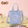 Bolso bandolera para teléfono con licencia oficial de Sanrio, versión coreana bordado de gatito Kitty, bolso de mano tipo cubo de mezclilla de gran capacidad