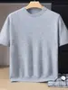 Suéter Pequeño de Cachemira para Otoño e Invierno Manga Corta para Hombre Cuello Redondo Color Sólido Tejido Suave Cálido Tejido de Punto Suéter de Cachemira Superior