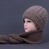 Conjunto de Gorro y Bufanda de Invierno para Mujeres de Mediana Edad y Mayores, Gorro de Punto Grueso con Forro de Felpa, Gorro de Punto Cálido para Proteger los Oídos