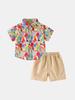 Ropa para niños Dos piezas Camisa de manga corta para niños Top holgado Solapa Camisa de moda Shorts casuales Traje de moda