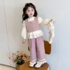 Conjunto de Outono para Meninas 2026 Novo Estilo Elegante Bebê Criança Pequena Casual Primavera e Outono Infantil Estilo Chanel Conjunto de Três Peças