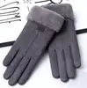 Luvas de Inverno Femininas com Veludo e Espessamento para Manter Aquecido ao Dirigir, Fofas para Ciclismo Outono e Inverno à Prova de Vento e Frio Luvas de Algodão com Tela Sensível ao Toque