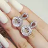 Pendientes Europeos y Americanos Transfronterizos Exagerados Micro Set Escalera Cuadrado Circonita Pendientes de Mujer Lujo Exquisito Anillo Joyería de Cobre E6759