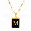 Colar Pingente Medalha Retangular Novo Estilo Europeu e Americano com 26 Letras, Gargantilha de Corrente Cobra Grossa com Design Único