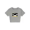 Camiseta Gris de Cuello Redondo y Manga Corta para Mujer, Nueva Llegada de Verano, Estampado de Oveja Pequeña de Dibujos Animados, Rejuvenecedora, Versátil, Top Adelgazante