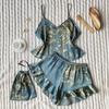 Conjunto de Dos Piezas para Mujer de Tirantes, Bata con Lazo y Camisón, Ropa de Casa, Conjunto de Pijama Fino de Longitud Media, Versátil