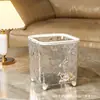 Mini Papelera Doméstica de Escritorio con Diseño Ondulado, Transparente, Lujo Ligero, Presión de Anillo, Sin Tapa, Almacenamiento de Coche, Papelera de Dormitorio