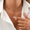 Colar de Opala Europeu e Americano Colar Dopamina Barbie Retrô Coroa de Sol de Cobre Pingente de Coração Incrustado com Pingente de Zircônia
