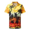 Camisa masculina, camisa casual de manga curta estilo havaiano, nova coleção de verão