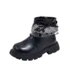 Botas Chelsea Estilo Doce para Meninas 2026 Outono/Inverno Novidades Moda Infantil Botas Curtas Versáteis Botas de Couro com Pelúcia para Crianças de Tamanho Médio e Grande