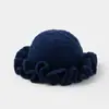Chapéu de Lã Tricotado Feito à Mão Transfronteiriço, Chapéu de Onda Espesso à Prova de Vento Outono e Inverno, Chapéu de Tricô Simples Versátil de Cor Sólida
