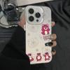 Funda rígida para Apple 16Plus y 15Pro Max, nueva funda rígida para 13Pro Frosted X, diseño de oso de fresa parpadeante