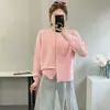 Estilo Coreano Primavera e Outono Novo Renda Tridimensional Indústria Pesada Laço Combinando com Tudo Suave Doce Estilo Cardigã de Tricô Suéter de Gola Redonda