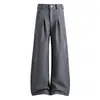 Outono 2026 Novo Estilo Estilo Hong Kong Pesado Retrô Old Money Patchwork Trabalho Pregas Casual Calça Reta Calças Masculinas Tendência