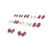 Uñas Postizas de Arte para Uñas Estilo Nuevo Rojo Dibujos Animados Mate, Versátiles y Lindas, Uñas Portátiles de Bloques de Color, 24 Piezas