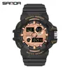 Reloj SANDA para estudiantes, doble pantalla, textura de mezclilla, reloj electrónico multifuncional, reloj electrónico deportivo impermeable transfronterizo
