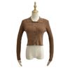 Cardigã slim de abotoamento simples estilo europeu e americano moda feminina outono e inverno Novo top casaco de cor sólida com decote V