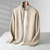 Nuevo cárdigan de lana para otoño e invierno para hombre, cuello alto, suéter de punto con cremallera, top cálido y de corte holgado, disponible para envío internacional