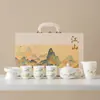 Caja de regalo de juego de té kung fu de porcelana blanca, tetera para uso doméstico, gaiwan, taza de té, regalo empresarial de cerámica