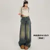 Calças jeans largas de cintura alta estilo retrô para mulheres, nova coleção de outono 2026, estilo relaxado e casual, pernas retas adequadas para baixinhas