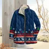 2025 Nueva Sudadera de Algodón para Mujer con Cuello Alto Cruzado, Plisada, Estampado Navideño, Botones, Stand-Up Independiente Temu 2