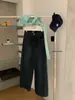 Wgwe9120 Ropa de Mujer Shisanxing Guangzhou Verano 2026 Nuevo Vintage de Línea A de Cintura Alta Rectos de Pierna Ancha Jeans