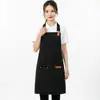 Delantal impermeable y a prueba de aceite de lona con logo impreso personalizado para tiendas de té de leche y salones de belleza, ropa de trabajo resistente a las manchas y a la suciedad para Amazon