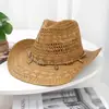 Sombrero de sol para viajes al aire libre y playa, sombrero de protección solar, nuevo sombrero de paja estilo vaquero occidental de Amazon para hombres y mujeres