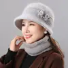 Gorro de Invierno para Personas de Mediana Edad y Mayores Mamá Gorro Cálido de Felpa para Personas Mayores Gorro de Punto de Algodón para Abuela Protección de Orejas Gorro de Lana para Señora Mayor
