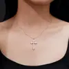 Collar de Plata de Ley S925 con Colgante de Cruz con Forma de Diamante Moissanita, Cadena para Clavícula, Joyería Hip-Hop Europea y Americana con Diamantes