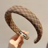 Diadema de Esponja Color Café Otoño Invierno para Mujer Estilo Coreano Uso Diario Versátil Diadema Alta para la Frente para Lavarse la Cara Atadura de Pelo Pinza para el Cabello