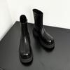 Una generación de Chelsea de suela gruesa original aumentada de 6 cm para hombre, piel de vaca de capa completa, cabeza grande, botines cortos británicos negros