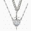 Nuevo Colgante de Daga de Amor de Cristal Rojo Caliente Europeo y Americano Diseño de Collar en Capas Cadena para Clavícula Femenina