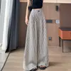 Pantalones de pierna ancha a rayas estilo coreano para mujer, nuevo modelo otoño/invierno 2026, de cintura alta, adelgazantes, holgados, con caída, de pierna recta, largos hasta el suelo, pantalón de traje