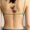 Adesivos de tatuagem coloridos de borboleta e florais, à prova d'água e duradouros, para peito, costas, braços, pernas, em um estilo de desejo picante e puro, design simples
