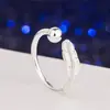 Coreano criativo chapeamento S925 anel de prata feminino folha anel de abertura pequeno fresco doce anel anel atacado